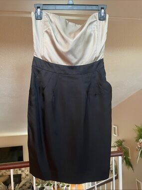 Banana Republic Black and Ivory Strapless Cocktail Dress